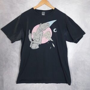 12 Grain Upper Playground Shirt Mens Large Black Surreal Angel Art Graphic Tee